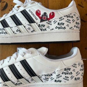 Adidas Men's Save the Lobster White and Black Sneakers